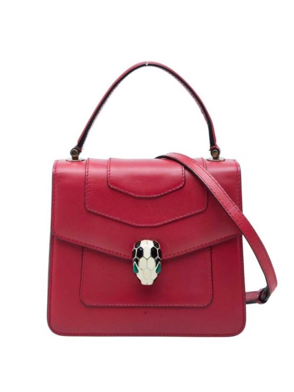 Bvlgari Serpenti Forever 2-Way Shoulder Bag Red Leather